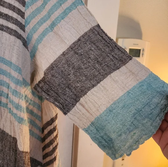 Luukaa Karen Tunic Linen Size 18 Cream & Mint Lagenlook Artsy - Picture 6 of 9